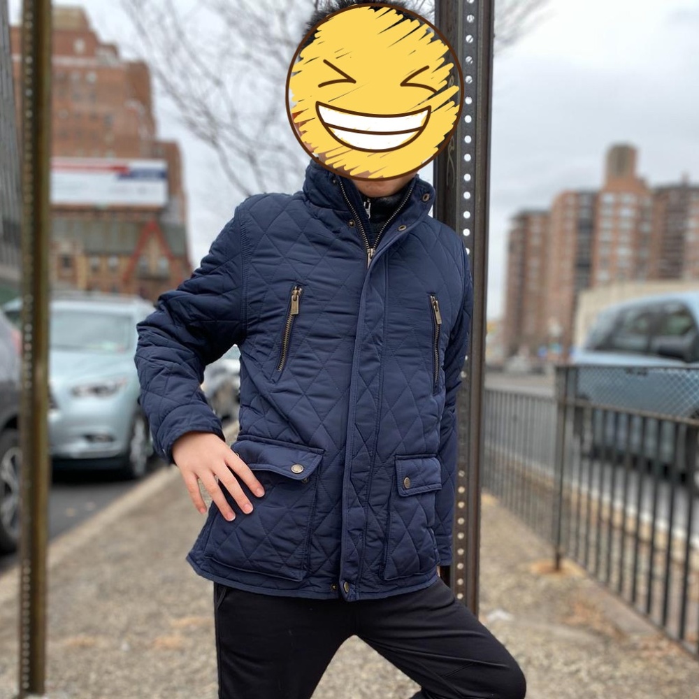 Zara boy navy blue quilted jacket size: 10